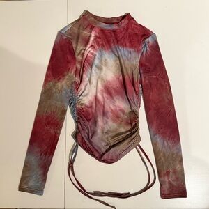SHEIN Tie Dye Mesh Stretch Long Sleeve Top Size Medium